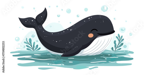 Cute whale in water