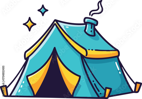 Cozy Camping Tent Cartoon Illustration