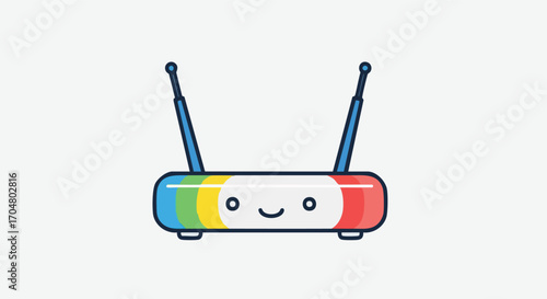 Cute Cartoon Wifi Router Illustration Internet Connection Icon