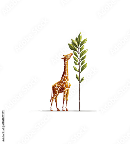 Giraffe reaching for leaves