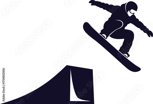 Snowboarder Silhouette Executing a Thrilling Jump