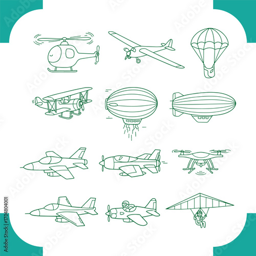 Collection of Various Types of Air Vehicles.