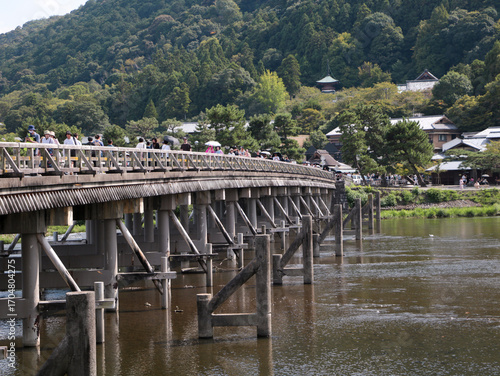 The scenery with Togetsukyo Bridge(japanese pier)