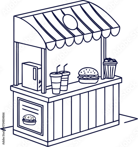vector illustration of a food store outline icon