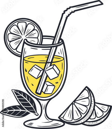 lemon drink Straw In glass Icon 
