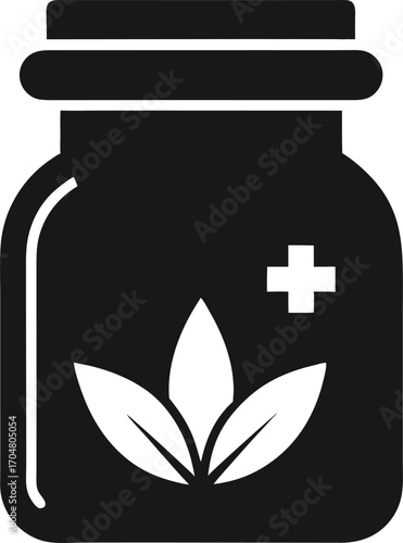 Medicinal herbs jar icon Icon Silhouette Vector