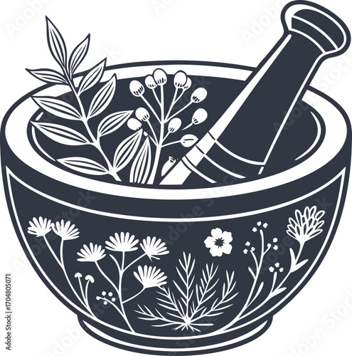 mortar and pestle vector