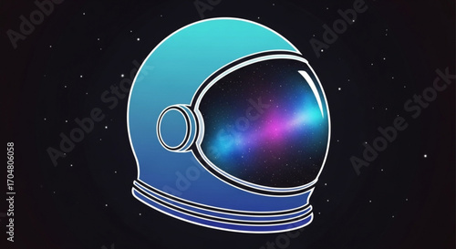 Explore boundless adventures with this stunning astronaut helmet graphic, showcasing a vibrant nebula within the visor, perfect for space exploration and futuristic themes