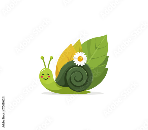 Cute snail on leaves
