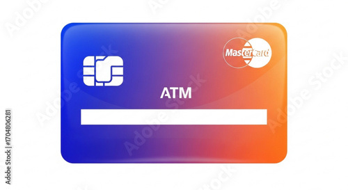 Modern ATM card with vibrant gradient design, a financial tool for easy transactions and secure payments, ideal for banking promotions and digital wallet concepts with a cashless future