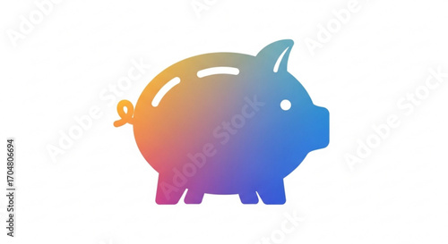 Modern gradient piggy bank promotes financial literacy and savings goals, a simple and clean design great for banking apps, investment platforms, and personal finance education resources