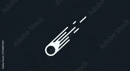 Modern Icon of a Comet Streaking Across Space, Perfect for Technology, Science, and Exploration Projects, Originally a Scalable Vector Graphic, Simple Yet Powerful Design