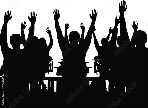 Silhouette of graduates celebrating the image captures the joy and excitement of students at a graduation ceremony, symbolizing the culmination of their academic journey