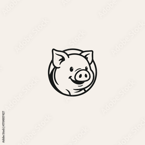 Head pig logo vector hipster vintage illustration