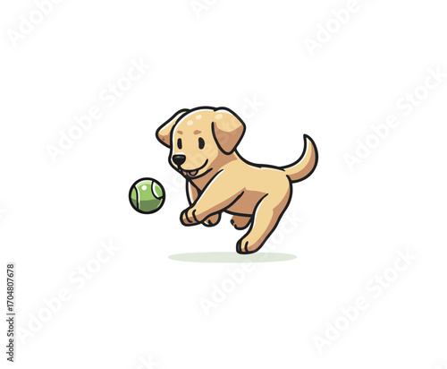 Cute puppy playing with ball