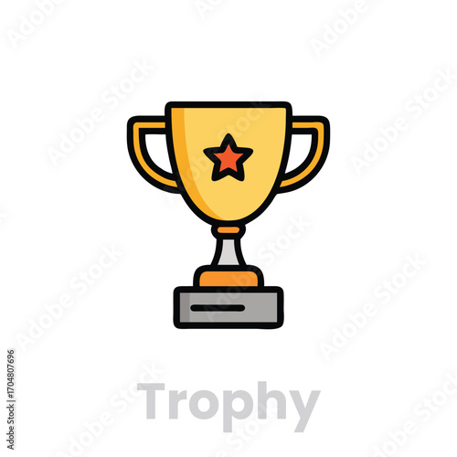 Trophy Cup icons. Editable Vector Stroke, Trophy cup award icons. Editable Vector Stroke.