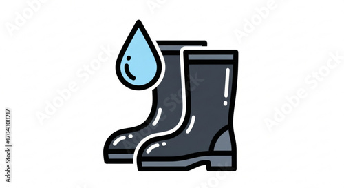 Get Ready for Rainy Days with These Stylish Waterproof Boots, Perfect for Gardening, Farming, and Outdoor Adventures, Keep Your Feet Dry and Comfortable, Ideal for Weather Illustrations