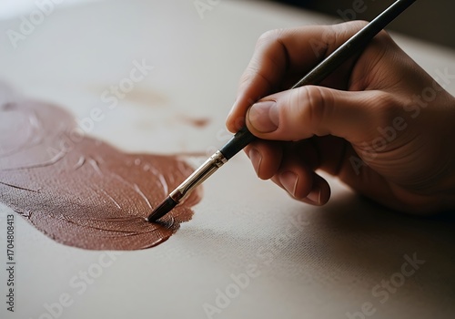 Artist Painting with Brush.