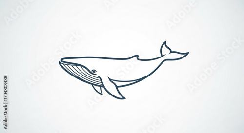 Elegant whale design for marine conservation projects, perfect for branding and educational materials promoting ocean life and environmental awareness, a symbol of majestic aquatic creatures
