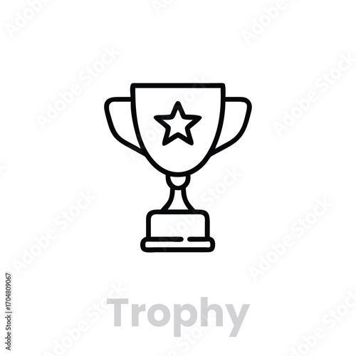 Trophy Cup icons. Editable Vector Stroke, Trophy cup award icons. Editable Vector Stroke.