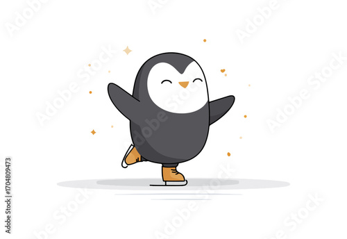 Cute penguin ice skating