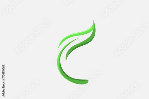 letter C green leaf minimalist logo