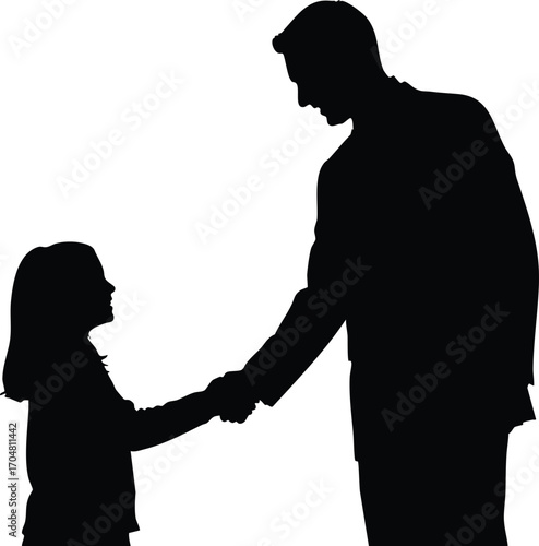 Silhouette of a father and daughter shaking hands this image captures a heartwarming moment of connection and trust between a parent and child