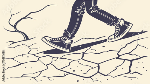 Walking on Cracked Earth A Persons Journey Through Arid Landscape