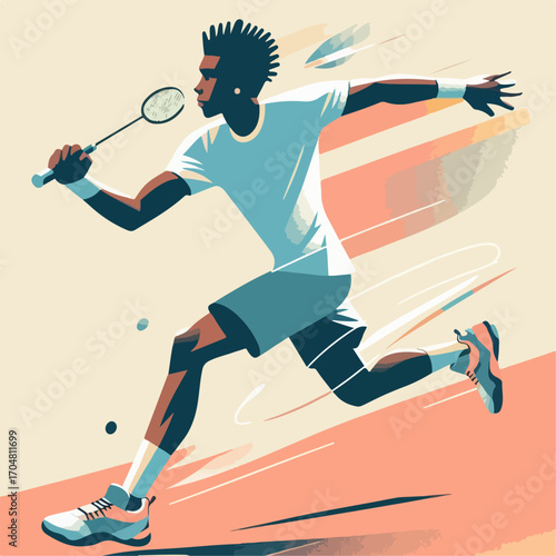 flat illustration of a badminton player