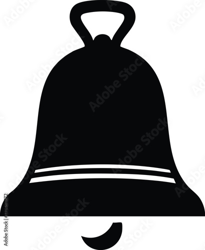 Simple silhouette of a bell, this classic symbol is perfect for notifications, alarms, and reminders in a clean, minimalist design