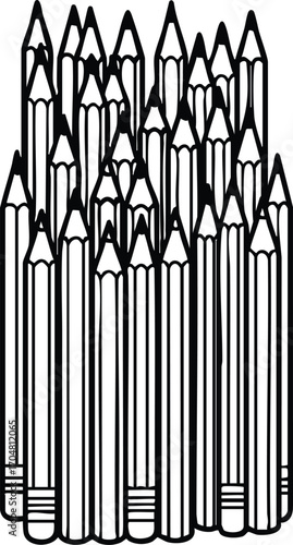 A collection of pencils are arranged in a neat and orderly fashion, showcasing the simplicity and functionality of the writing tool