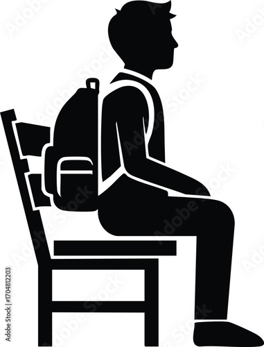 A student with a backpack sitting on a chair, ready to learn and explore new knowledge, he is eager to absorb information and grow intellectually