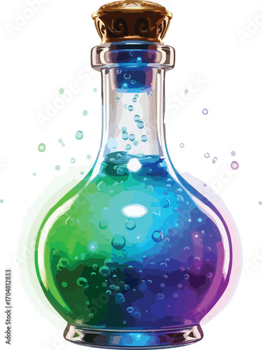 Magical Potion Bottle Fantasy RGB Liquid in Glass Bottle