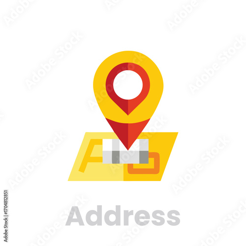 Address icon isolated on white background flat design style vector illustration of map pointer and location pin for navigation app or website