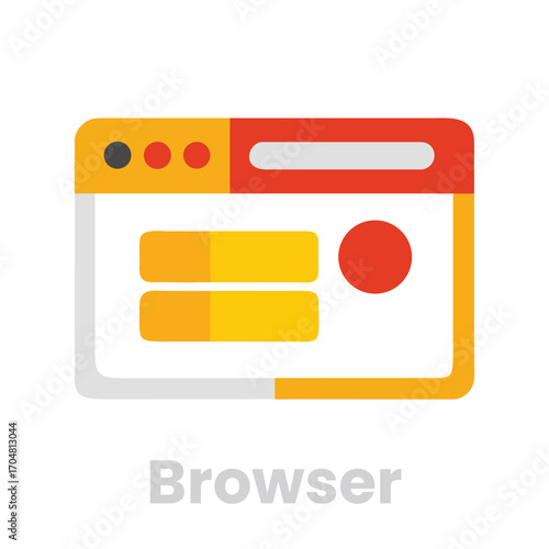 Browser icon isolated on white background this icon represents a web browser window with tabs and a navigation bar, commonly used for internet access