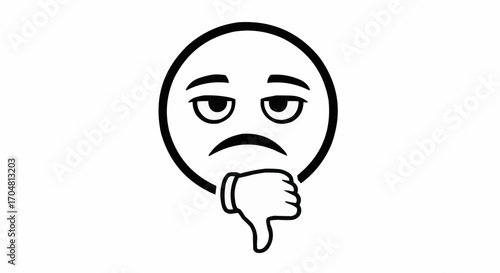 Vector art of sad face emoji with thumbs down gesture