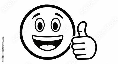 Vector art of happy face emoji with thumbs up gesture