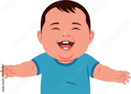 Joyful Baby with Open Arms and Wide Smile, Expressing Pure Happiness