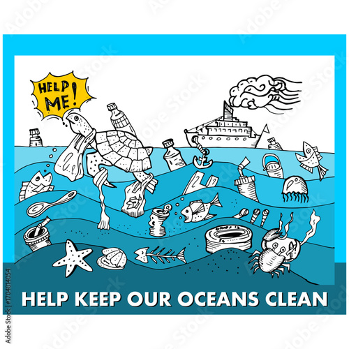 Help Keep our oceans cleans, poster vector