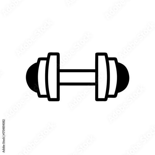 Minimalist line icon of a dumbbell representing fitness and strength training.