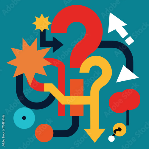 Confused complicated way as chaos or problem concept abstract tangled path maze business vector design