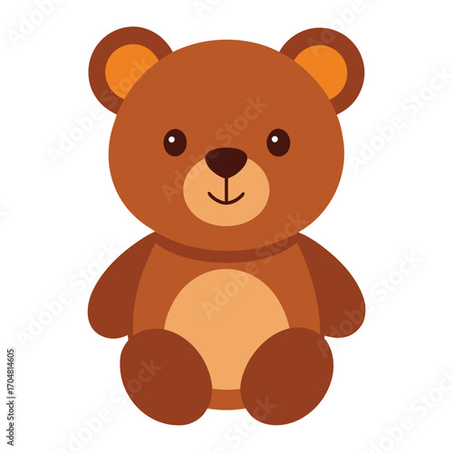 Cute brown teddy bear plush toy on a white background children toy gift adorable stuffed animal vector design