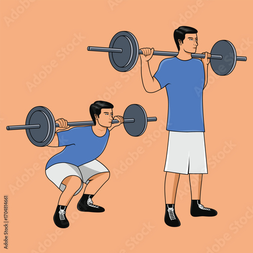 Flat Color Gym Barbell Vector Illustration