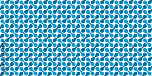 metaball blue wide seamless texture, panoramic liquid connected circle dots background, abstract geometric shapes vector pattern