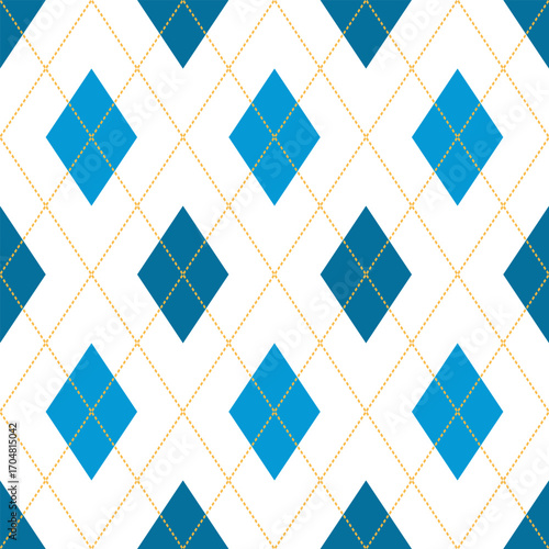 oktoberfest colors argyle seamless pattern, blue white vector background