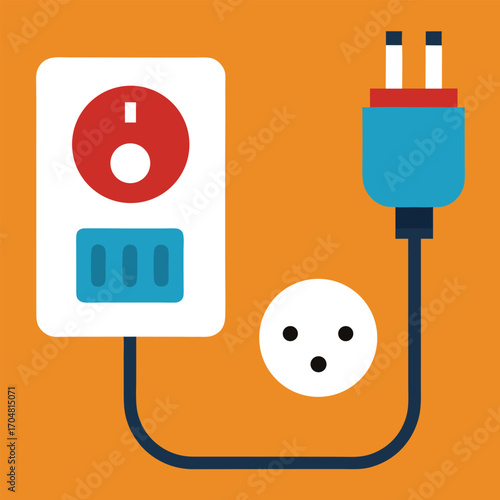 Electricity outlet socket power plug vector technology household energy connection supply vector illustration