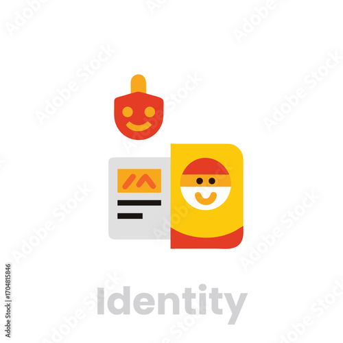 Identity card and passport isolated on white background concept of personal identification, citizenship, or travel document with a smiling face icon