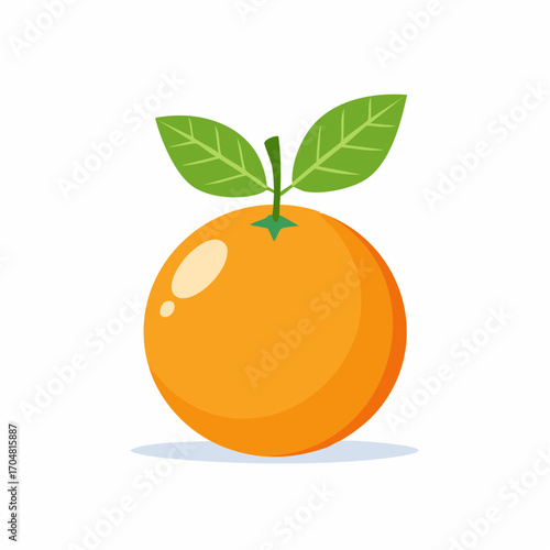 Ripe orange fruit with green leaves sitting on white surface, showcasing vibrant color and freshness, evoking healthy and natural feeling.