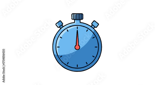 Flat vector single icon of a stopwatch with blue casing and red timer hand, minimal flat colorful gradient style, isolated on white background