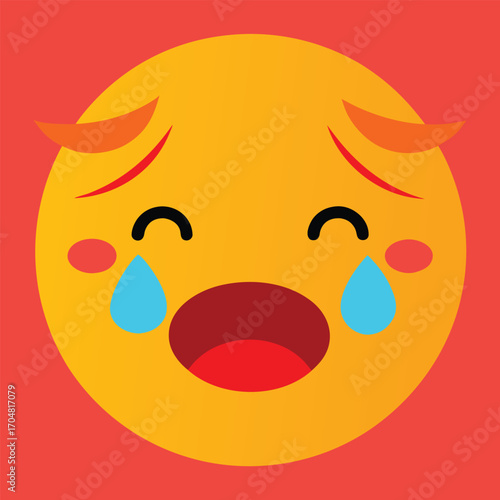 Illustration of an popular cry emoji sadness tearful expression emotional face social media vector artwork